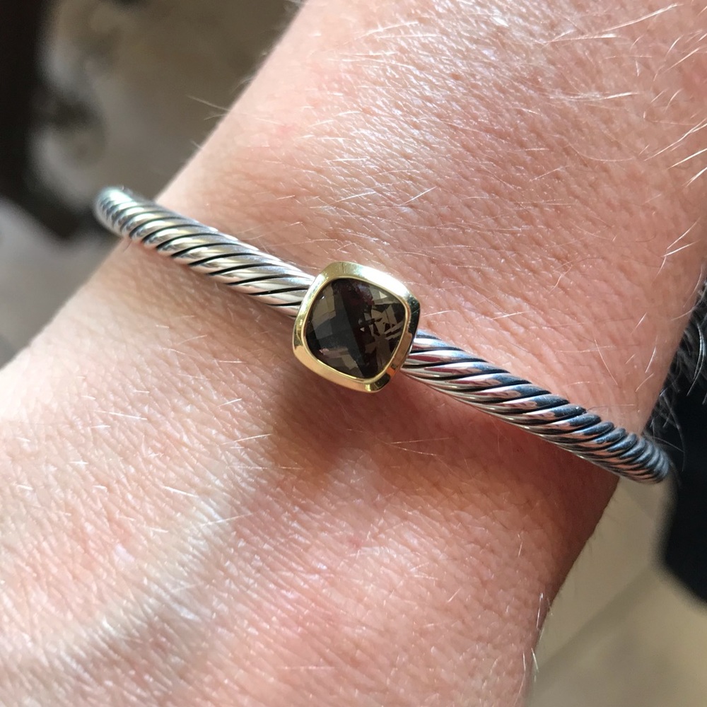 David Yurman 18K Gold Smoky Quartz Cable Bracelet - Picture 6 of 8